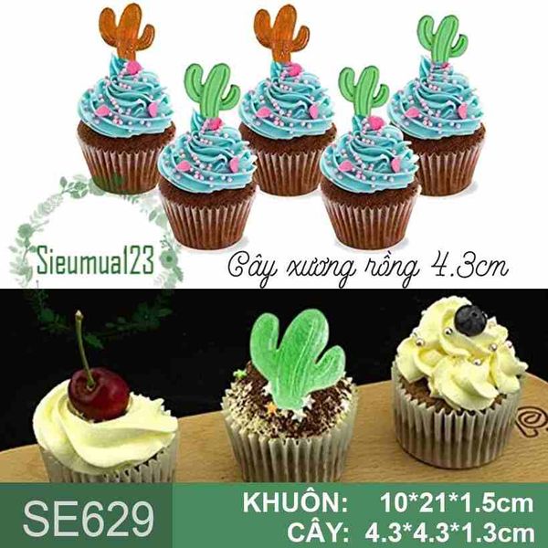 Khuôn silicon 8 cây xương rồng 4,3cm ( SE629 ) SALE OFF