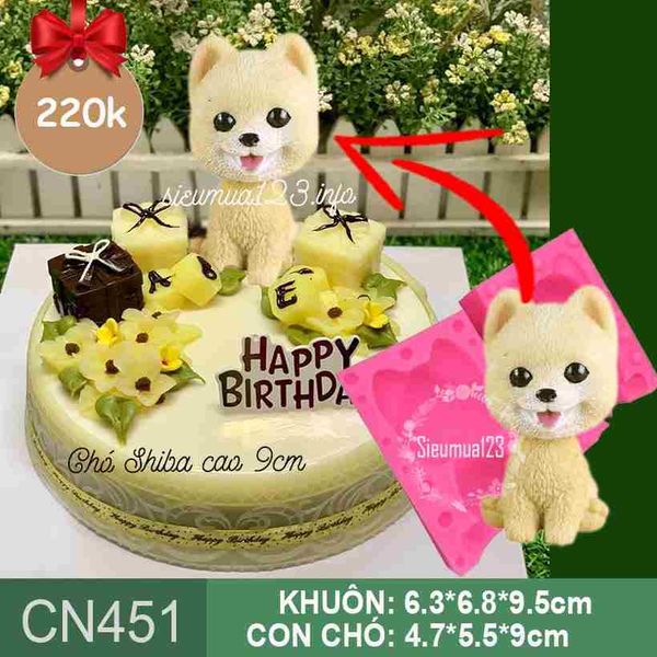 Khuôn silicon con chó Shiba cao 9cm ( CN451 )