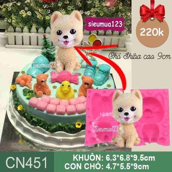 Khuôn silicon con chó Shiba cao 9cm ( CN451 )