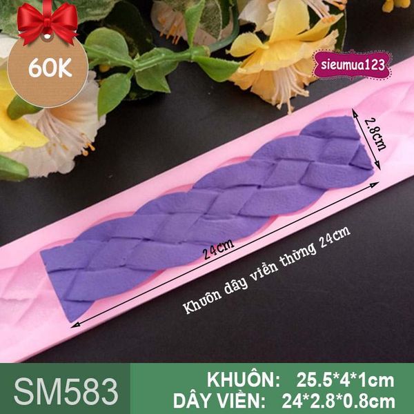 Khuôn silicon dây viền thừng 24cm ( SM583 )