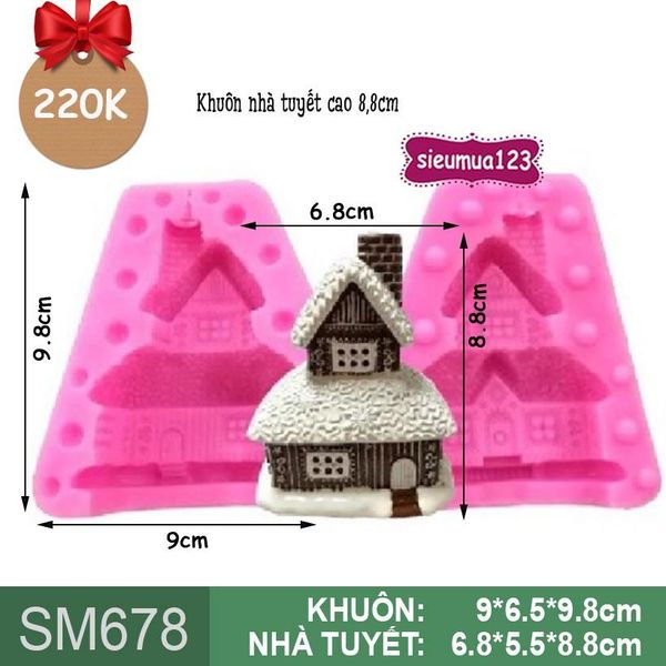 Khuôn silicon ngôi nhà tuyết cao 8,8cm ( SM678 )