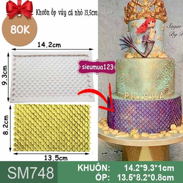 Khuôn silicon ốp viền vảy cá nhỏ 13,5cm ( SM748 )