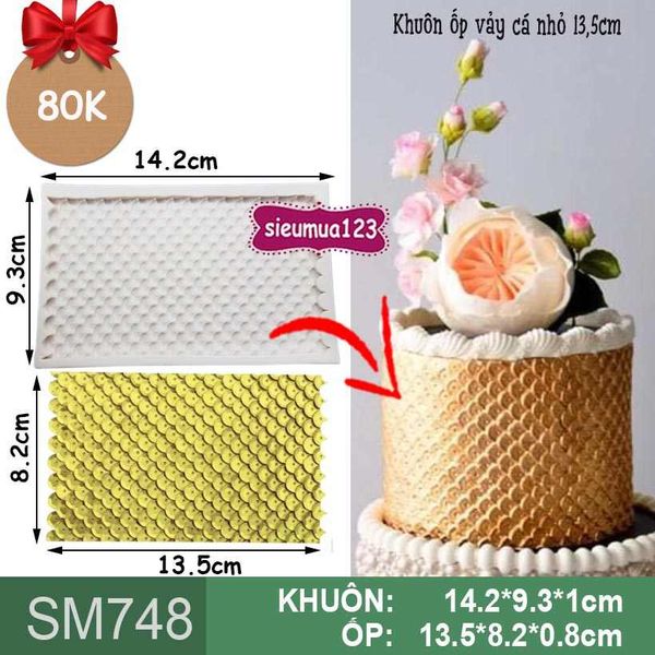 Khuôn silicon ốp viền vảy cá nhỏ 13,5cm ( SM748 )