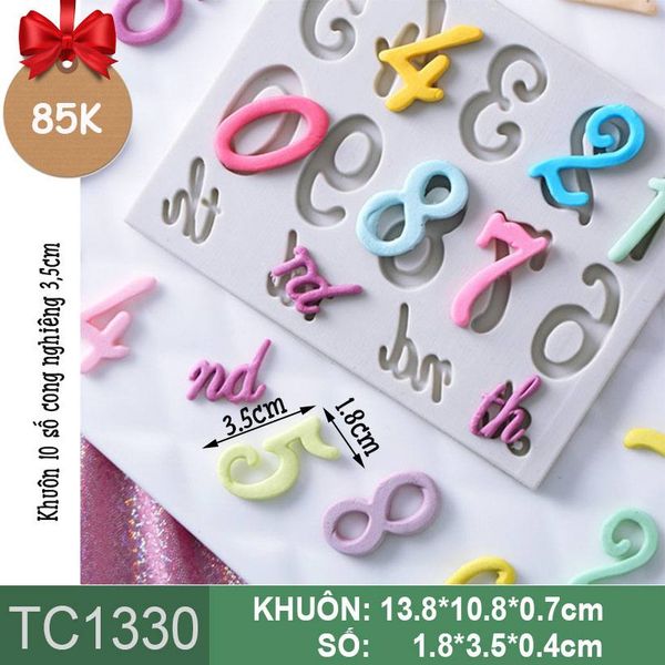 Khuôn silicon 10 số cong nghiêng 3,5cm ( TC1330 )