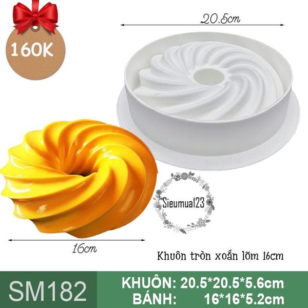 Khuôn silicon làm bánh mousse : Khuôn tròn xoắn lõm 16cm ( SM182 ) còn 3 cái