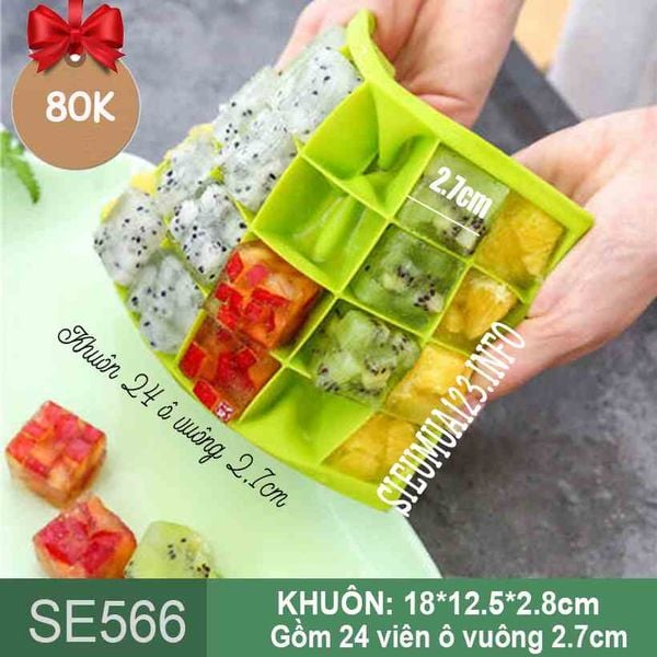 Khuôn thạch silicon 24 viên ô vuông 2,7cm ( SE566 )
