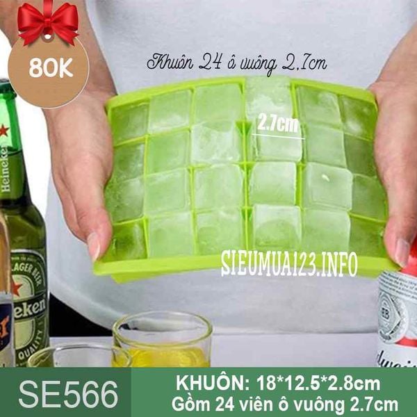 Khuôn thạch silicon 24 viên ô vuông 2,7cm ( SE566 )
