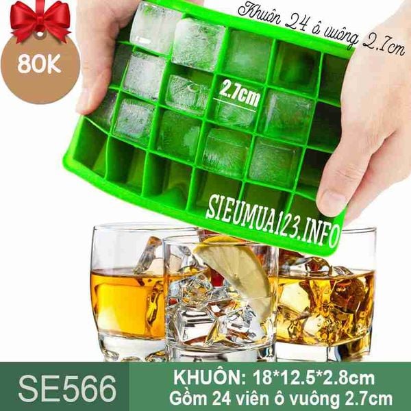 Khuôn thạch silicon 24 viên ô vuông 2,7cm ( SE566 )