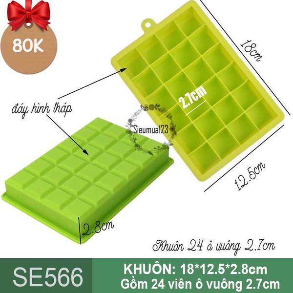Khuôn thạch silicon 24 viên ô vuông 2,7cm ( SE566 )