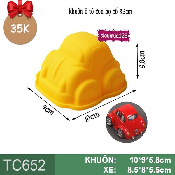 Khuôn silicon nướng bánh : Khuôn xe hơi ô tô con bọ cổ 8,5cm ( TC652 )