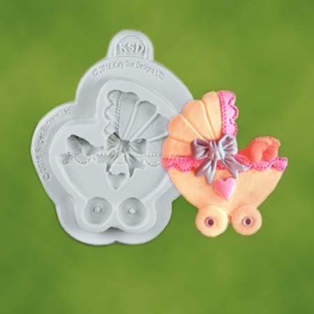 Khuôn silicon làm rau câu xe nôi có nơ cho bé ( TC064 )