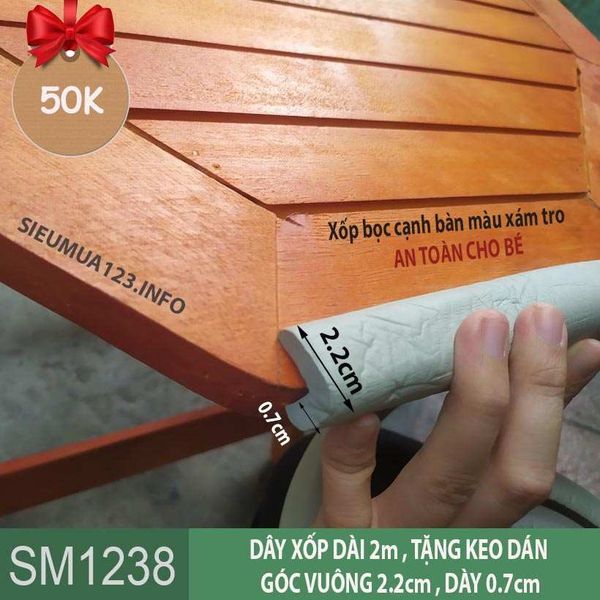 Cuộn xốp bọc cạnh bàn dài 2m màu xám tro ( SM1238 )