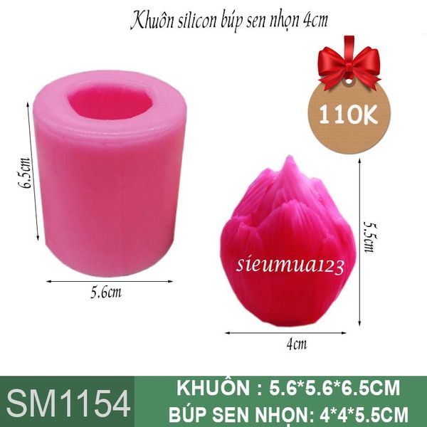 Khuôn silicon làm rau câu búp sen nhọn 5,5cm ( SM1154 )