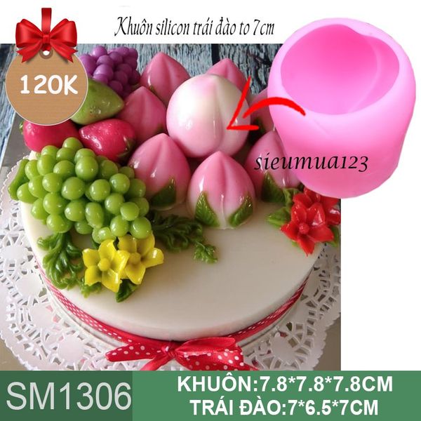 Khuôn silicon trái đào to 7cm ko lá ( SM1306 )