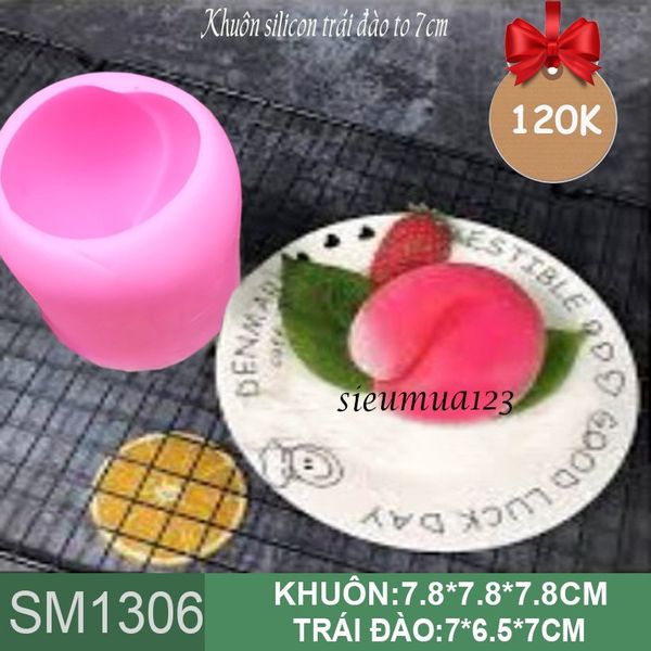 Khuôn silicon trái đào to 7cm ko lá ( SM1306 )