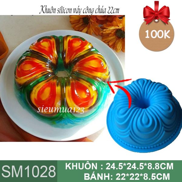 Khuôn silicon làm bánh rau câu váy công chúa 6 cánh xòe 22cm ( SM1028 )