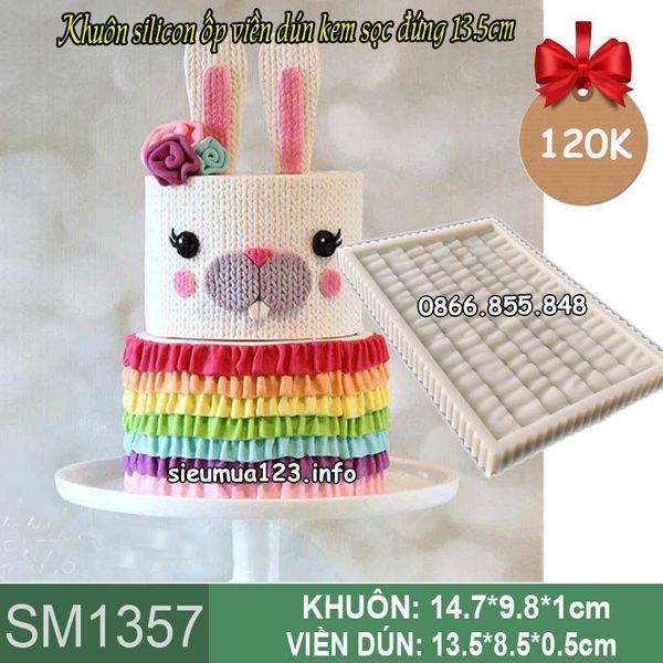 Khuôn silicon ốp viền dún kem sọc đứng 13,5cm ( SM1357 )