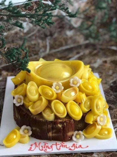 Khuôn nhựa mỏng 2 thỏi vàng to 13cm làm rau câu , bánh tổ ( SM1386 )