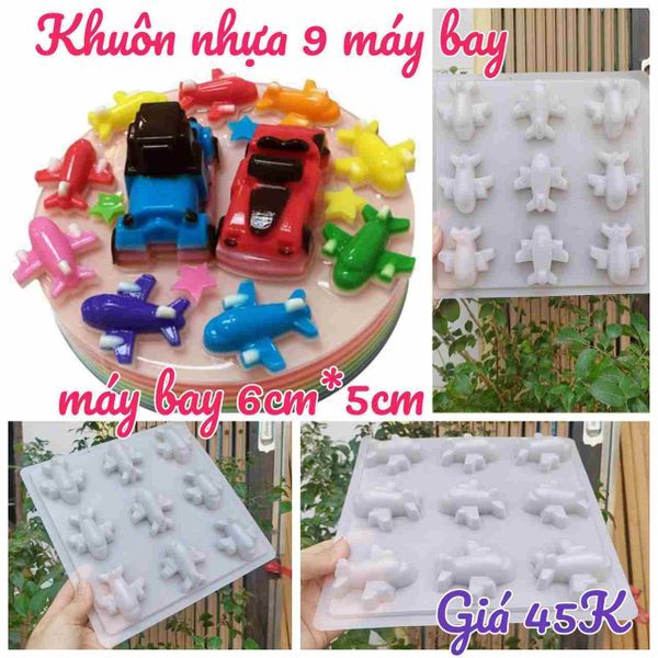 Khuôn nhựa mỏng làm rau câu 9 máy bay 5,5cm ( SM1411 )