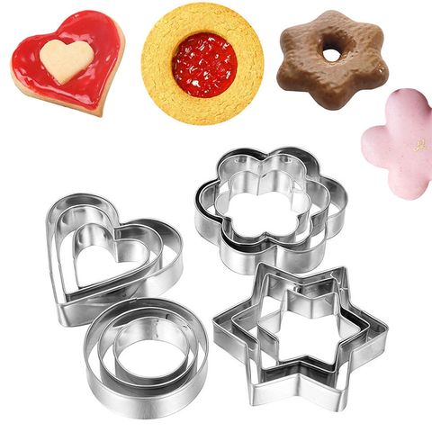 Bộ 12 khuôn ấn inox cắt bánh cookie size 3,5cm - 7,5cm loại sâu 1,5cm ( SM1537 )