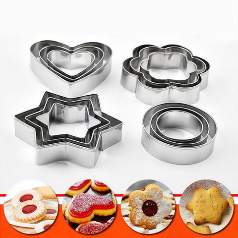 Bộ 12 khuôn ấn inox cắt bánh cookie size 3,5cm - 7,5cm loại sâu 2cm ( SM1538 )