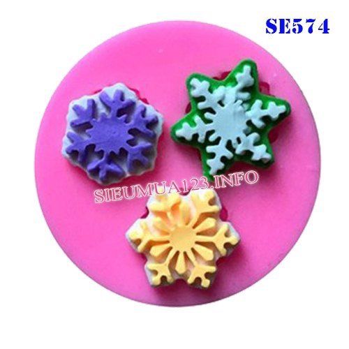 Khuôn silicon fondant 3 hoa tuyết tròn ( SE574 ) còn 2