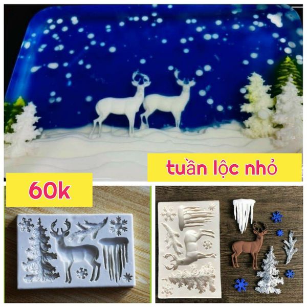 Khuôn silicon con tuần lộc cây thông băng đá hoa tuyết Noel 6cm ( TC039 )