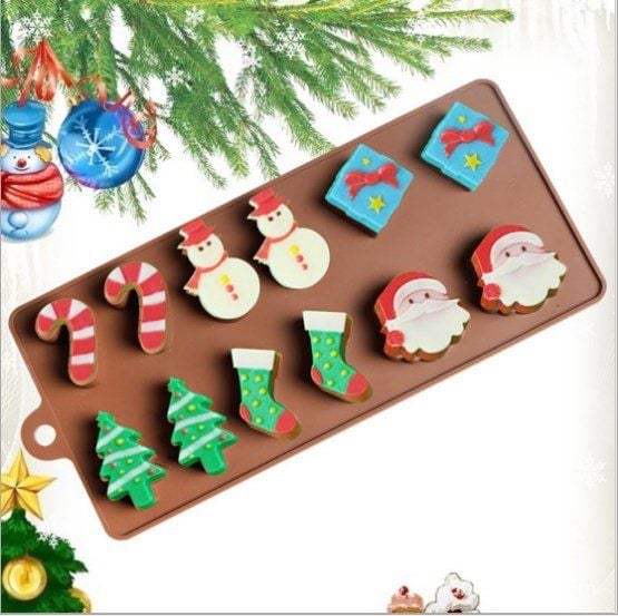 Khuôn silicon socola 12 Cây Thông Chiếc Vớ Noel 3cm - 3,5cm ( SC47 )