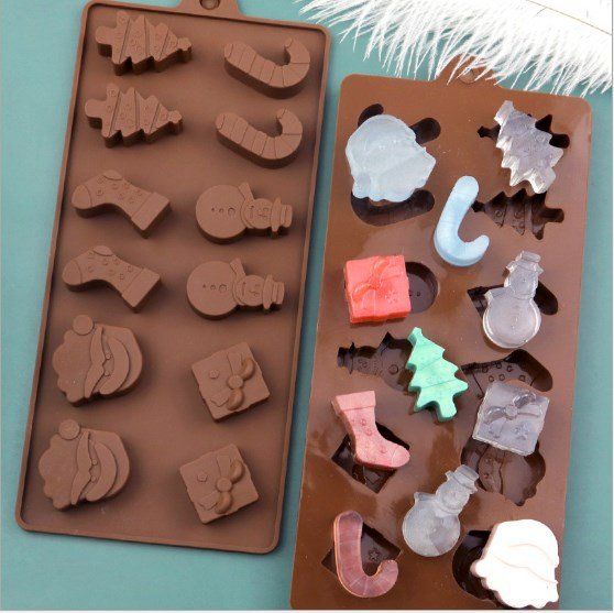 Khuôn silicon socola 12 Cây Thông Chiếc Vớ Noel 3cm - 3,5cm ( SC47 )