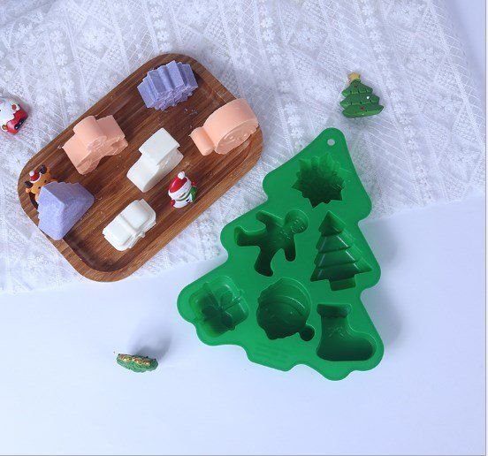 Khuôn silicon 6 món Noel cây thông gói quà 5cm - 7cm ( SM230 )