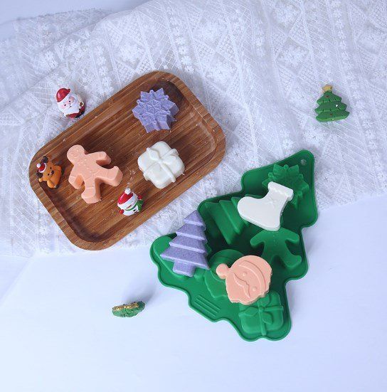 Khuôn silicon 6 món Noel cây thông gói quà 5cm - 7cm ( SM230 )