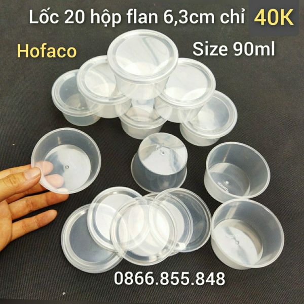 Lốc 20 khuôn nhựa bánh flan tròn 6,3cm ( SM1643 ) dung tích 90ml ( HPB83 )