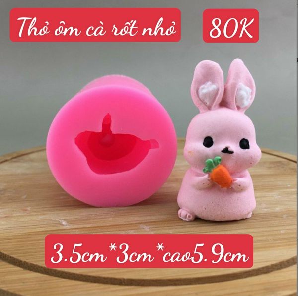 Khuôn silicon con thỏ ôm cà rốt cao 5,9cm ( SM1714 )