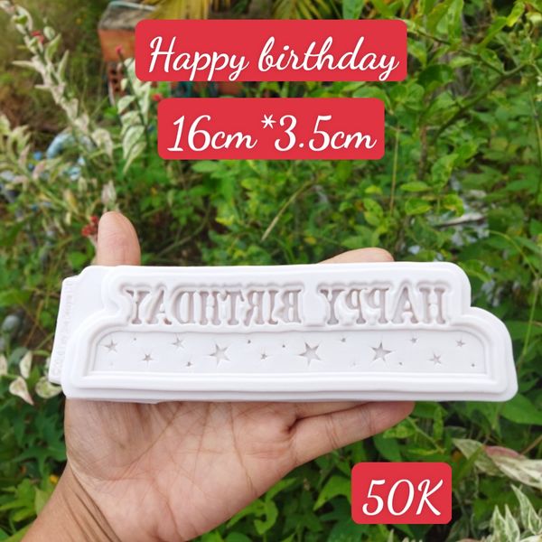 Khuôn silicon Chữ Happy Birthday 16cm ( TC026 ) Ngôi Sao