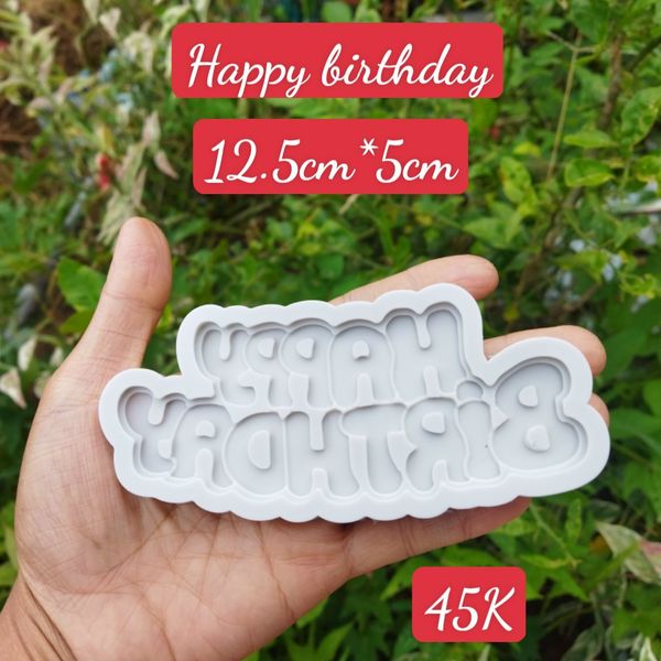 Khuôn Silicon Chữ Happy Birthday Nét Tròn 12,5cm ( TC830 )