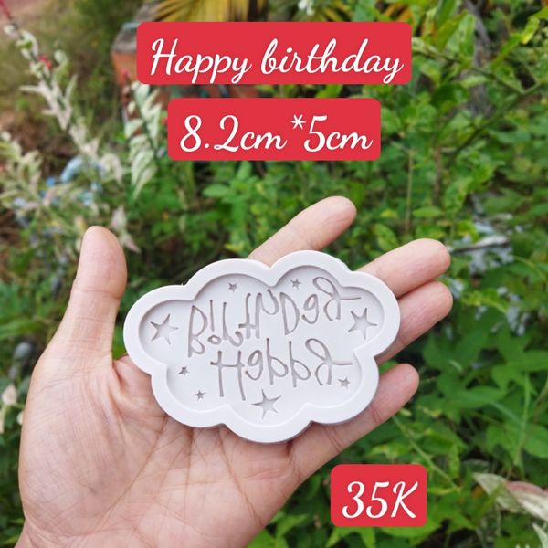 Khuôn Silicon Fondant Chữ Happy Birthday Đám Mây Nét Nhuyễn ( TC827 )