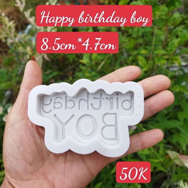 Khuôn Silicon Làm Rau Câu Chữ Happy Birthday Boy 8,5cm ( TC034 )