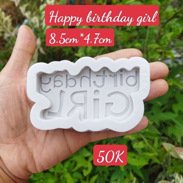 Khuôn Silicon Làm Rau Câu Chữ Happy Birthday-Girl 8,5cm ( TC034 )