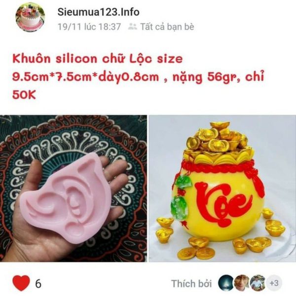 Khuôn silicon chữ Lộc 9,5cm ( SM1743 )