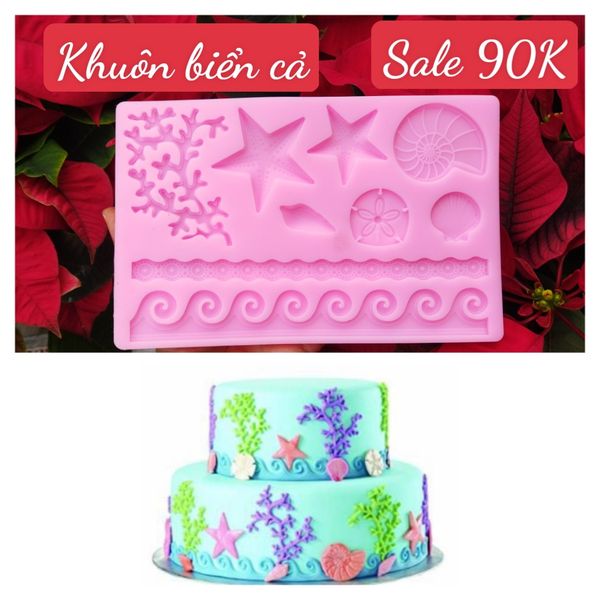 Khuôn Silicon Ốp Viền thành biển sò ốc ngôi sao rong biển gợn sóng 20cm ( TC220 )
