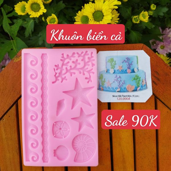 Khuôn Silicon Ốp Viền thành biển sò ốc ngôi sao rong biển gợn sóng 20cm ( TC220 )