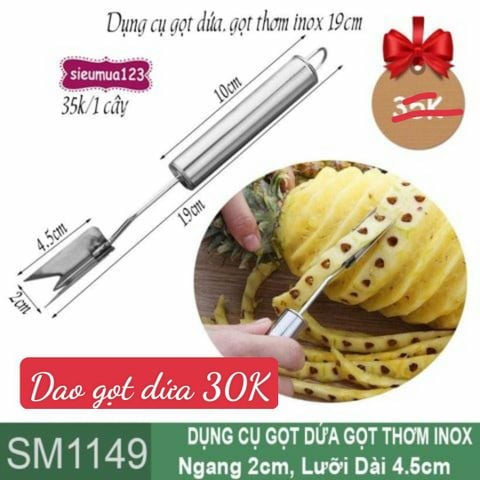 Dụng cụ gọt mắt dứa gọt thơm inox 19cm ( SM1149 )