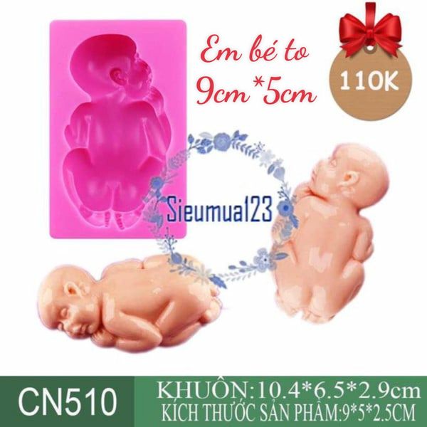 Khuôn silicon em bé baby nằm chu mông lớn ( CN510 )
