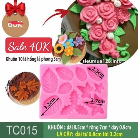 Khuôn silicon làm thạch rau câu 10 Chiếc Lá Hồng Lá Phong ( TC015 )