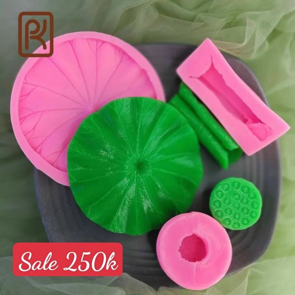 Bộ 3 khuôn silicon gương sen + lá sen tròn + lá sen cuốn ( SM1019 ) có bán lẻ từng món