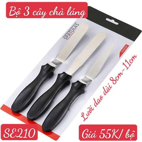 Bộ 3 cây dao chà láng bánh kem cán nhựa mini ( SE210 ) dày đẹp