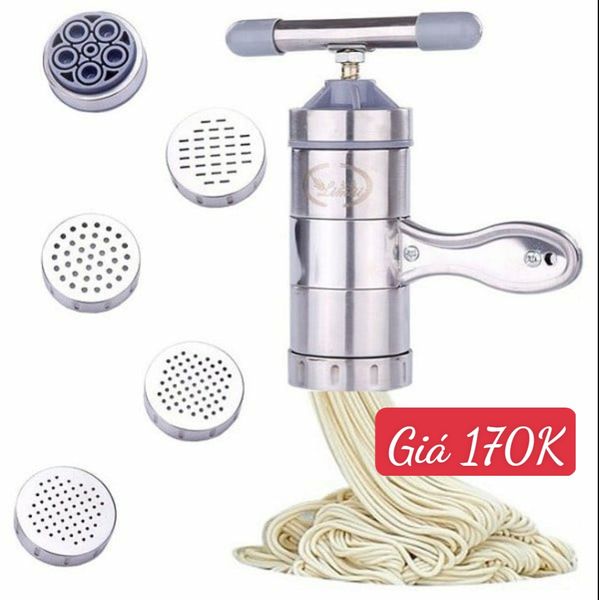 Bộ dụng cụ làm bún mì bánh canh nui bằng inox có 5 đầu ( SM1368 ) để tự làm thủ công tại nhà