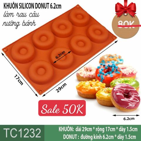 Khuôn silicon 8 bánh donut 6,2cm ( TC1232 )