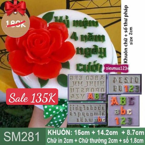 Bộ 3 khuôn silicon chữ và số thư pháp 2cm ( SM281 )