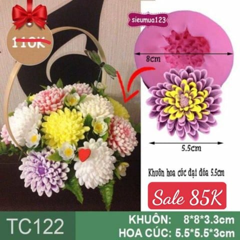 Khuôn rau câu silicon hoa cúc đại đóa 5.5cm ( TC122 )